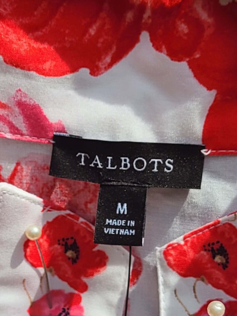 Talbots Red White Poppy Pop Top NWT size Medium - Picture 8 of 10
